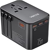 Universal Travel Adapter, VINTAR 75W GaN International Plug Adapter with 3 USB C PD and 2 USB A QC, All in one Travel Essenti