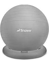 Trideer Exercise Ball Chair, Stability Ball Ring & Pump, Flexible Seating, Improves Balance, Core Strength & Posture (Office & Home & Classroom)