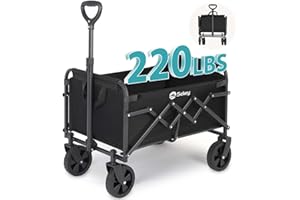 Sekey 220LBS Collapsible Wagon Heavy Duty 100L Large Capacity Foldable Wagon with All-Terrain Wheels, Lightweight Outdoor Utility Folding Wagon Cart for Shopping, Grocery (Black, 1 Year Warranty)