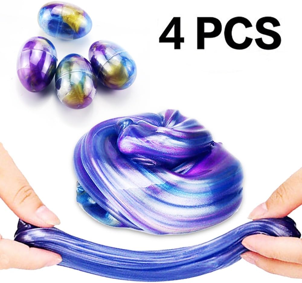 Soft Egg Slime Colorful Fluffy Slime Scented Stress Relief Toy Sludge Toys (4 Pack-8OZ)
