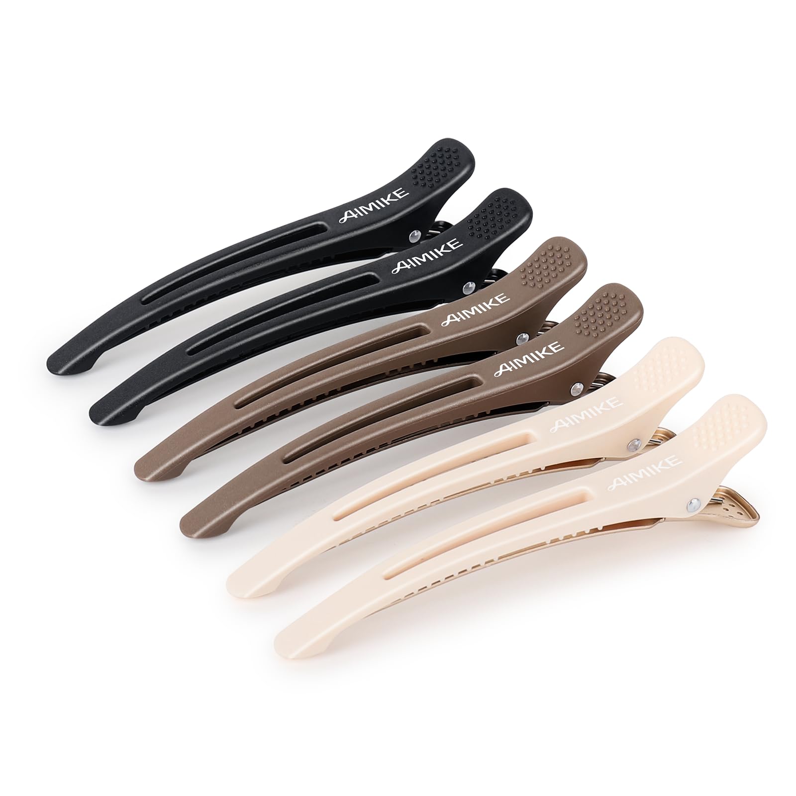 AIMIKE Professional Hair Clips for Styling Sectioning, 6pcs Non Slip No-Trace Duck Billed Hair Clips with Silicone Band, Salon and Home Hair Cutting Clips for Hairdresser, Women, Men-10.9 cm Long — image 1