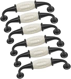 6 Piezas Manija de cerámica para gabinete, Puerta de Armario, Tirador