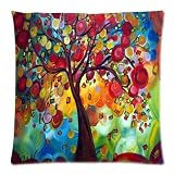 Custom Queen Size Bed Pillowcase DIY Fashion classic POP Colorful paintings of trees Pillowcases Pillowslips Roomy in Size 20" x 20" Inch Pillow slip Bed Pillowcases Pillow cases
