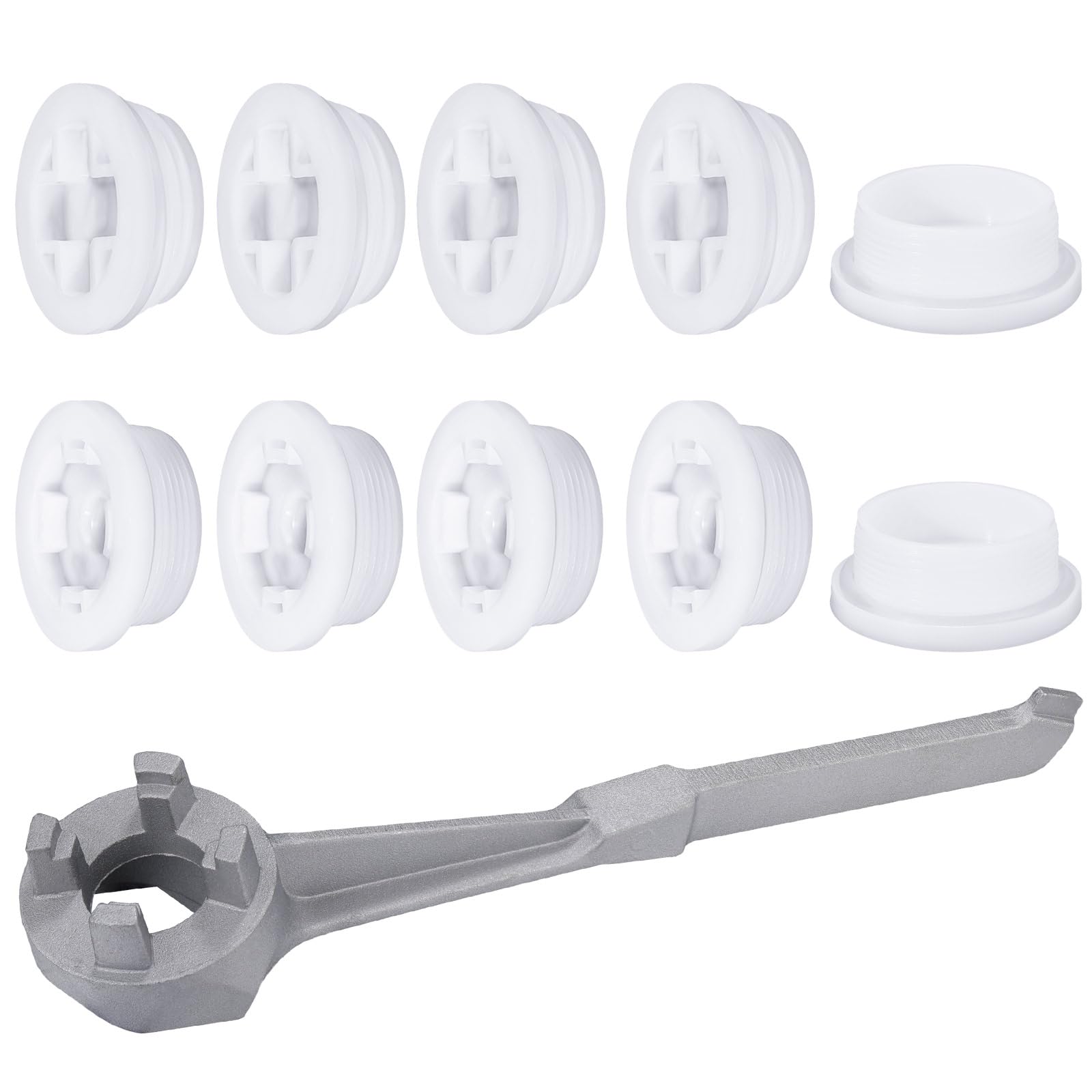 Photo 1 of Zonon 11 Pcs 2 Bung Caps with 3/4 Knock out Includes 5 Fine and 5 Coarse Buttress Bung Hole Cap with Gasket Aluminum Drum Wrench for 15, 30, 55 Gallon Drum