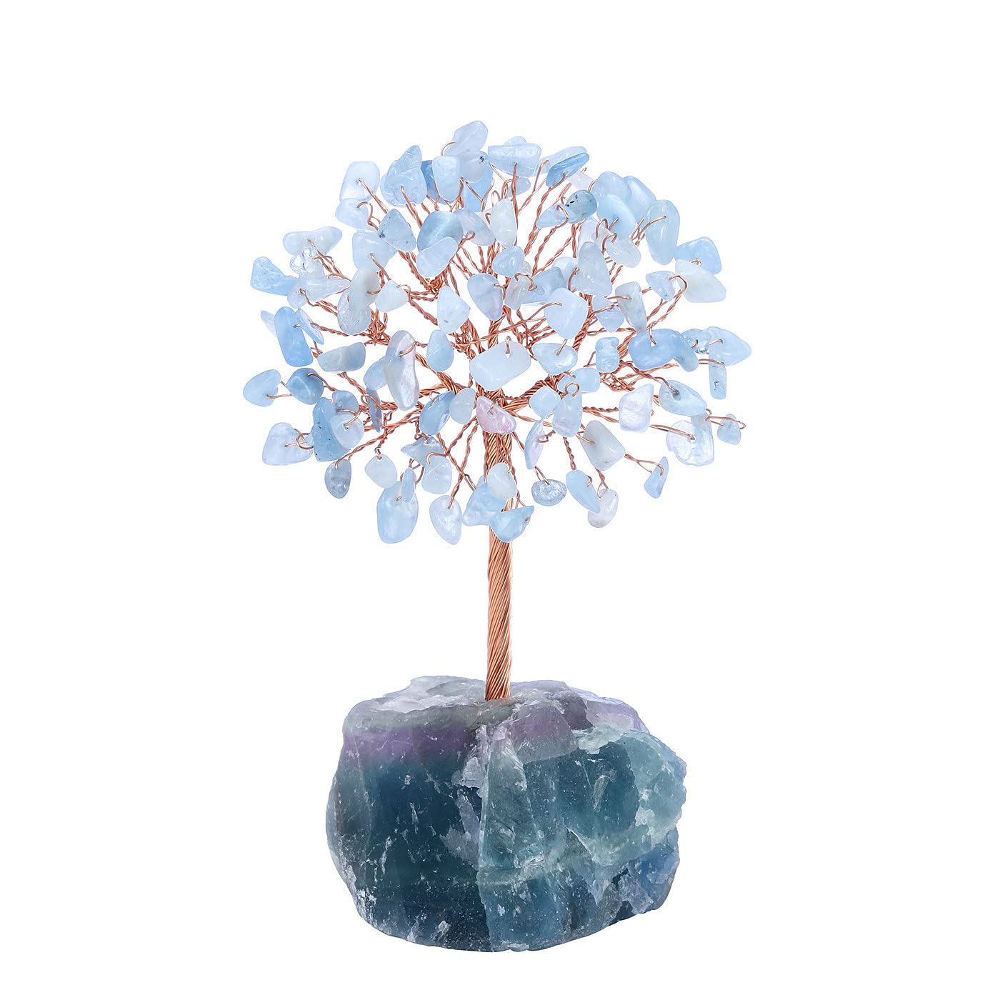Jovivi Aquamarine Crystals Tree Gemstones Money Feng Shui Bonsai Trees With Fluorite Stand For Good luck Chakra Stone Healing Crystals Home Office Living Room Decor Gift