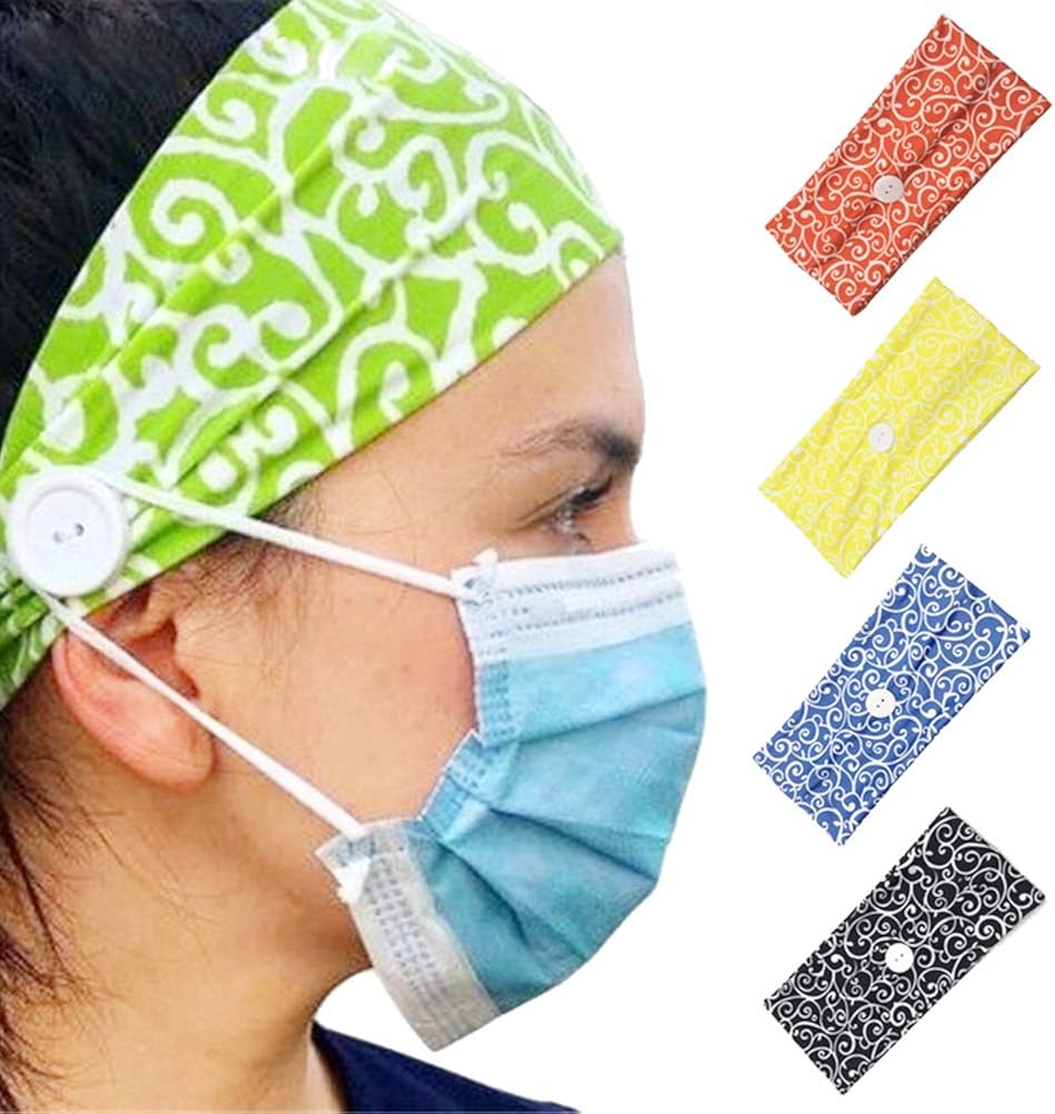 Jamron 1-5Sets Fashion Headbands with Button for Working Yoga Sports Workout-Ear Protection,Reversible,Non Slip,Stretchy 5 Sets - Image 3