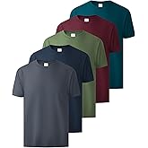 Little Beauty 5 Pack Men's T-Shirts Crew Neck Short Sleeve Cotton Tee Casual Summer Tops