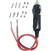 Carviya 12V 24V Fused Car Replacement Cigarette Lighter Male Plug Power Adapter Extension Cable with Leads 15Amp 20A Fuse & L