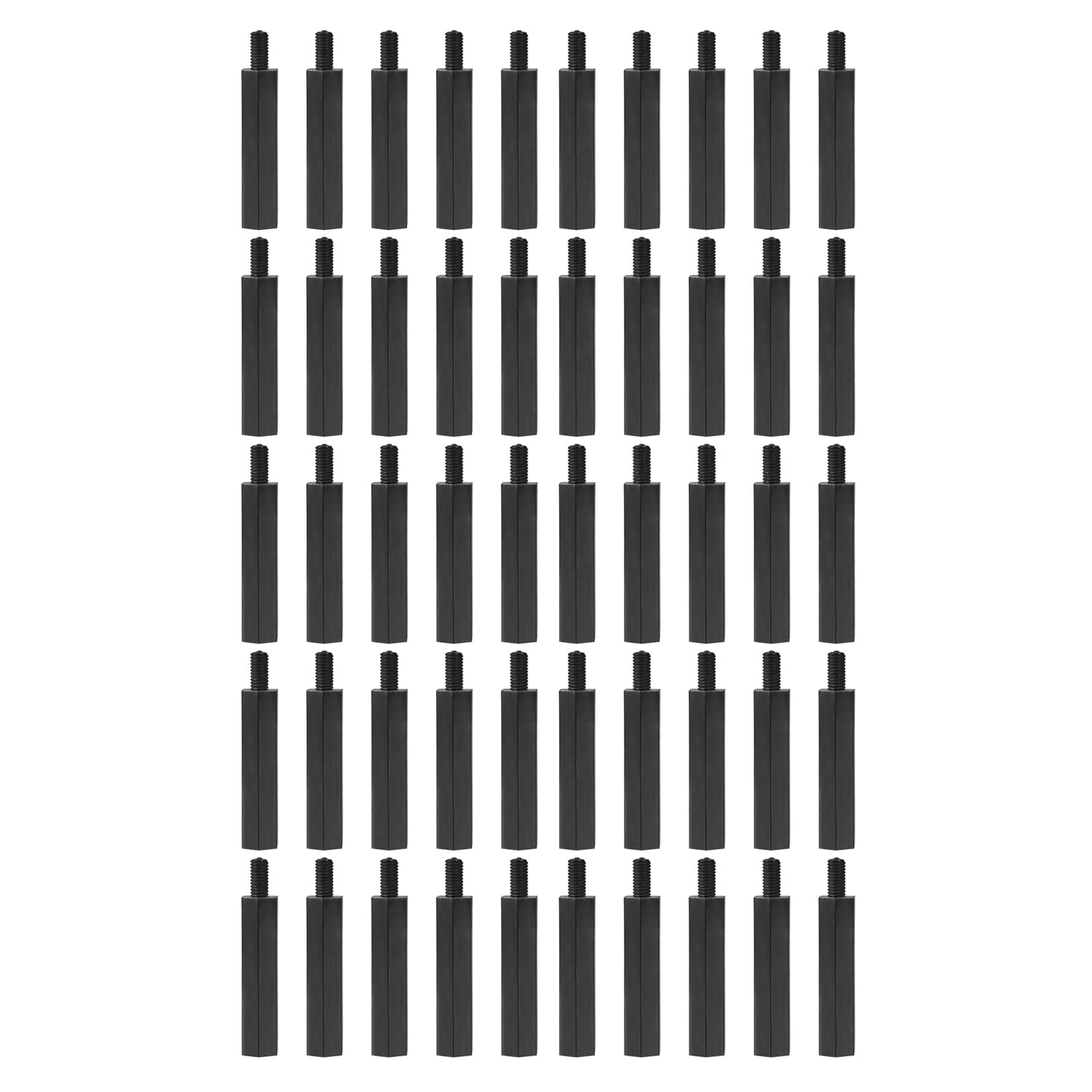 YOKIVE 50 Pcs M3 Standoff Screws, Nylon Hex PCB Standoffs with High Insulation Effect, Keep Height Consistent, Great for Motherboard (Black, 25mm+6mm)