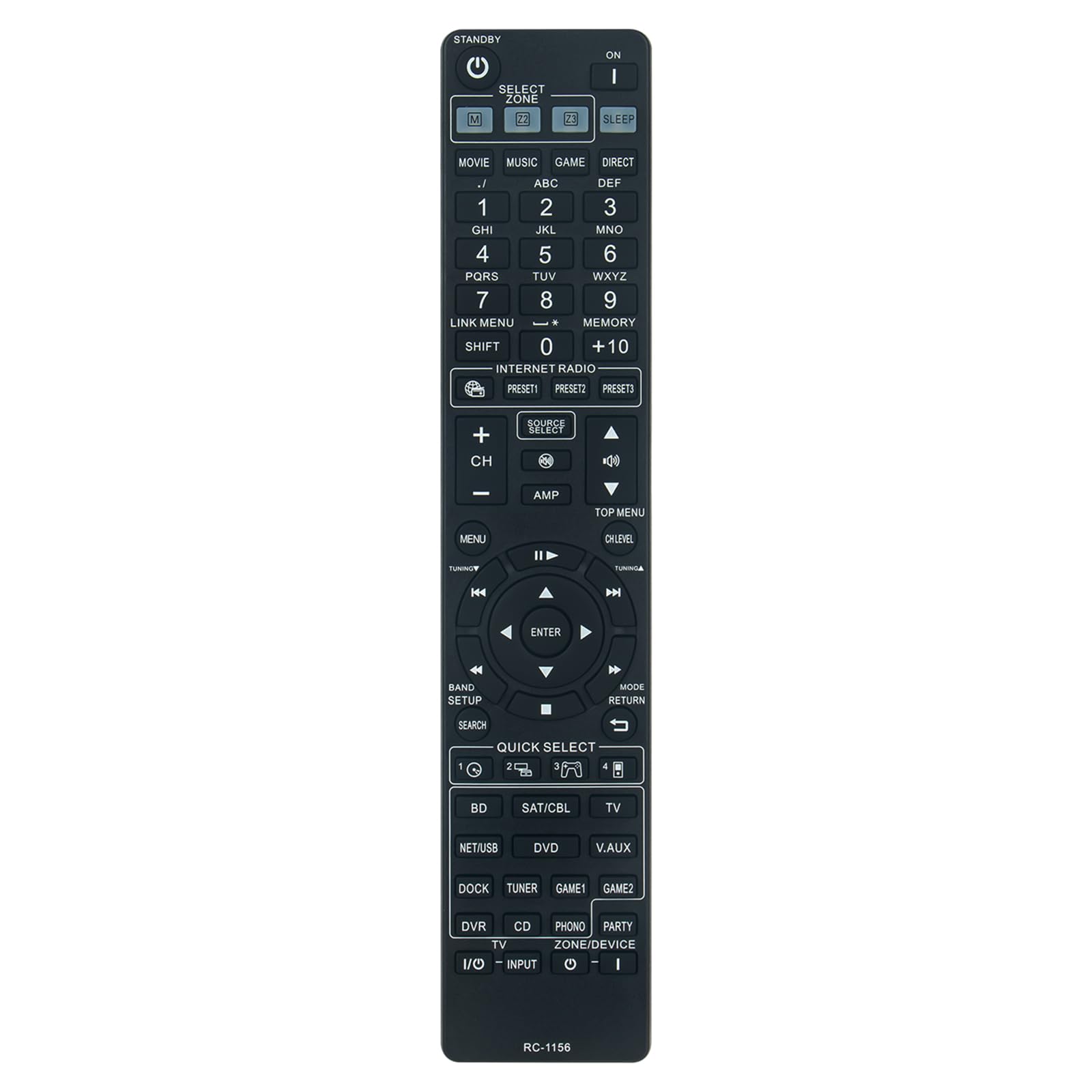 VINABTY RC-1156 Replaced Remote Control Applicable For Denon Receiver AVR-3312 AVR-1912 AVR-2312 AVR-3312CI AVR-2312CI DHT-1312BA DN-500AV AVR-1712 AVR-2112CI AVR2312 AVR2312CI AVR3312 AVR1912