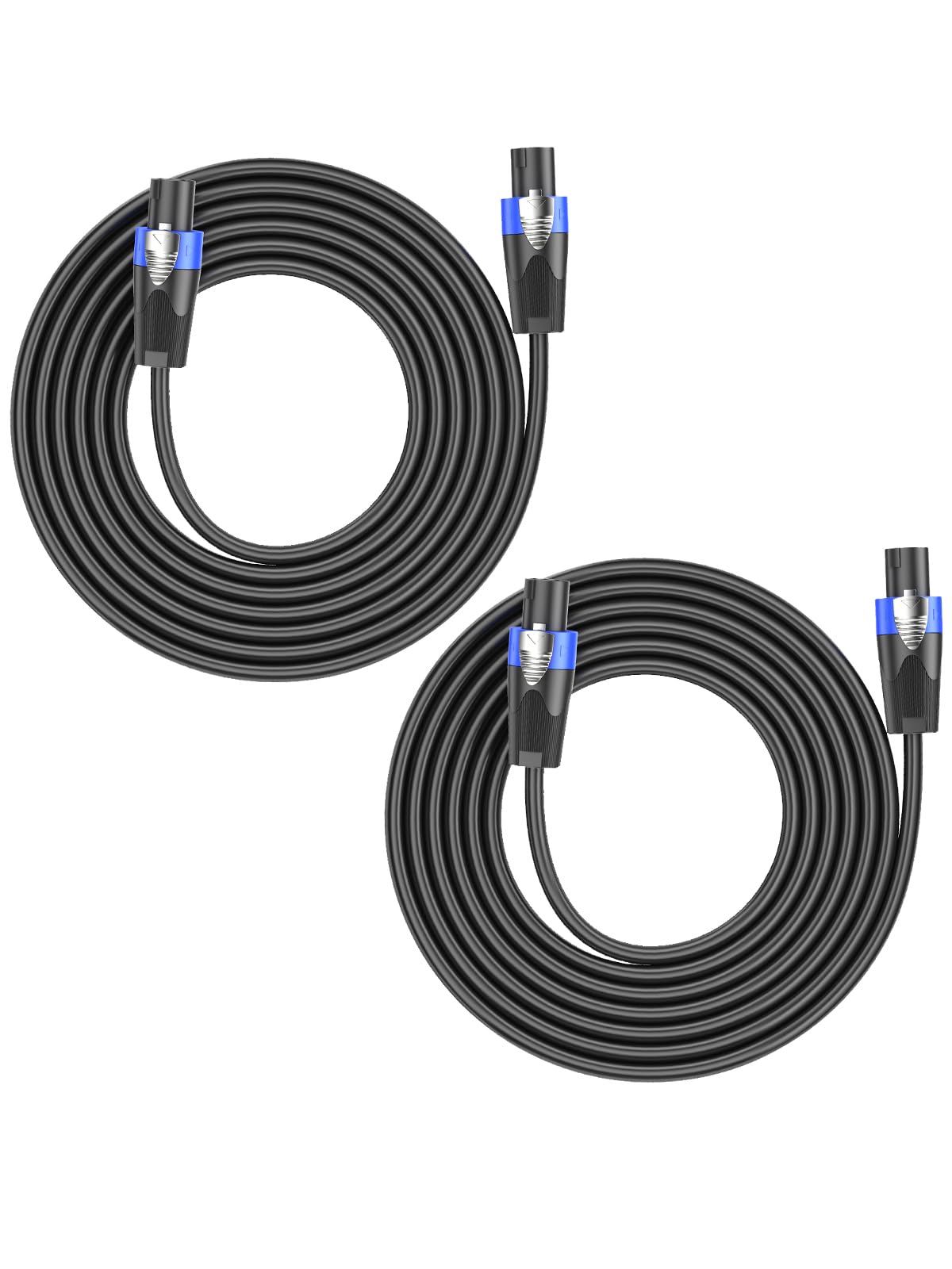 GCTBL 2M 2pack Speakon to Speakon Cables, Professional 15 Gauge Audio Cord DJ Speaker Cable with Twist Lock