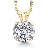 Gem Stone King 14K Yellow Gold Gemstone Birthstone Pendant Necklace for Women | Round 6MM | With 18 Inch Chain