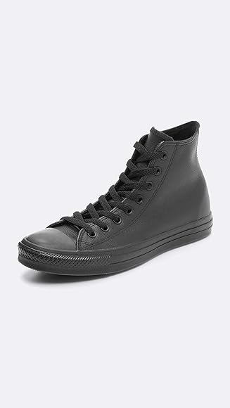 converse all star black leather high top