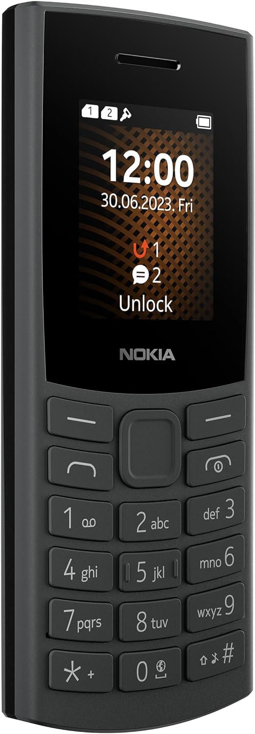 Nokia 105 4G Edition (2023) Feature Phone with Dual SIM, 1.8 Inch Display, 1450 mAh Battery, 48 MB RAM / 128 MB ROM, Expandable Memory, 3.5 mm Headphone Jack, FM Radio - Charcoal