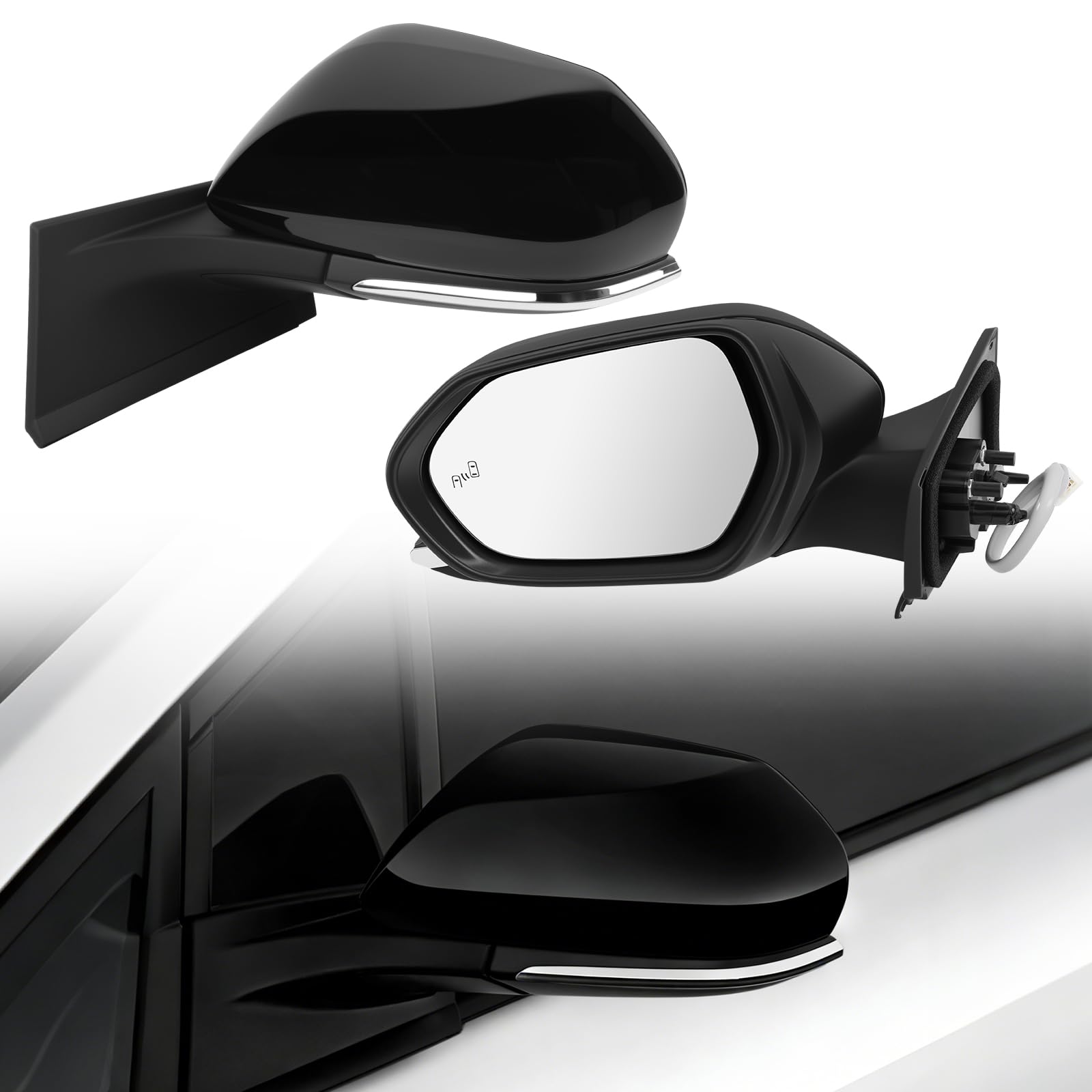 Photo 1 of 16-24 Left Driver Side Mirror Compatible with Toyota Prius 2016-2024, W/Blind Spot Indicator/Heated/Manual Folding/Power Glass Door Mirror Replace TO1320357,87910-47420 (6 pins)