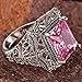 Psiroy 925 Sterling Silver Plated Created Pink Topaz Filled Filigree Art Deco Statement Ring Size 8