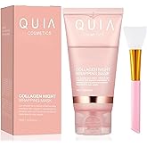 Quia Cosmetics Korean Face Mask - Overnight Hydrating Collagen Peel Off Mask for Firmer & Glass Skin, Pore Minimizing & Plumping Improvement, All Skin Types (1 Bottle)