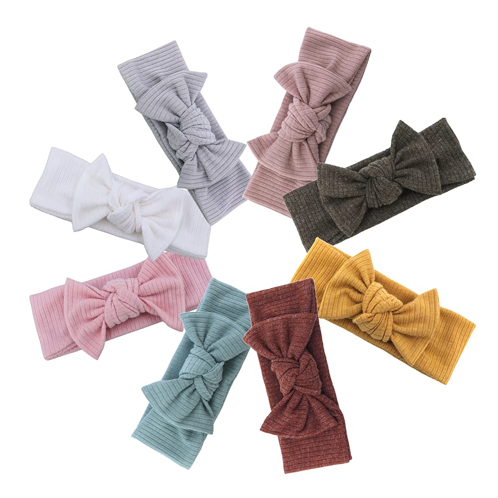 8pcs Baby Headband Soft Stretchy Hairband Hair Bow Elastic for Toddler Baby Girls Newborn Infant Kids Turban Headbands (Bow Headband White) — image 1