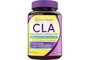 Doctor's Recipes CLA Supplements 2000mg,180 Softgels, 80% Conjugated Linoleic Acid from Safflower Oil, for Women & Men, Non-Stimulating, Support Healthy Metabolism & Lean Mass, Non-GMO