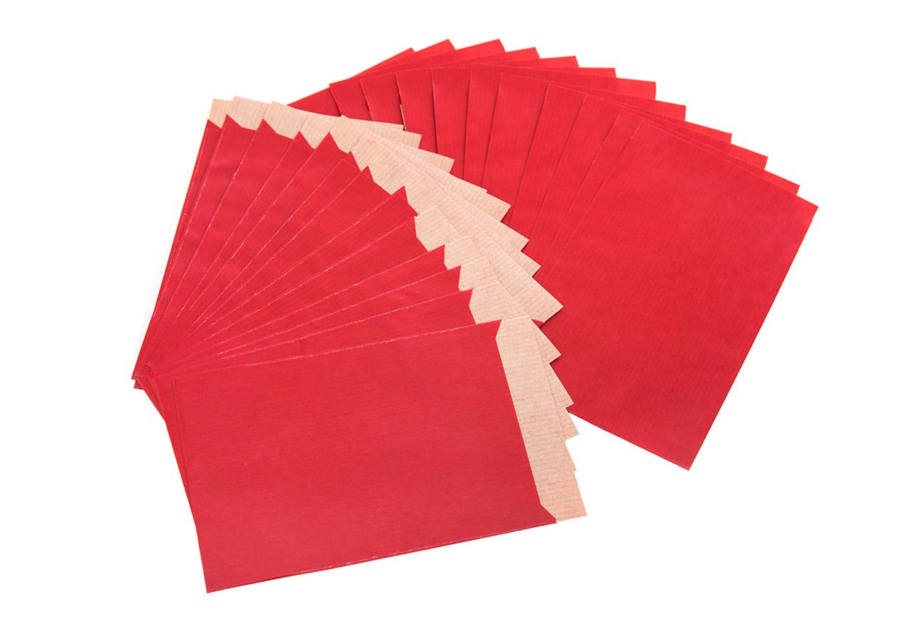 Lot de 50 petits sachets ? 7 x 9 cm ? Papier pour pochettes cadeaux rouges, calendrier de l'avent, cadeaux, etc.
