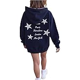 SweatyRocks Girl's Letter Print Hooded Sweatshirts Long Sleeve Star Graphic Hoodie Pullovers Tops