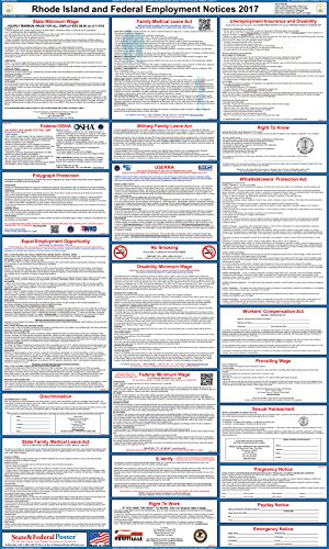 2017 Rhode Island State and Federal Labor Law Poster - Laminated 24