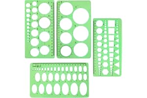 GARDEASY 4PCS Circle Template, Plastic Circle and Oval Measuring Templates, Formwork Drawings Templates (Clear Green)