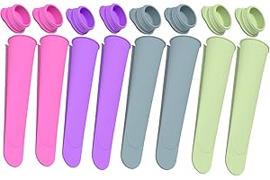 8 Pcs Popsicles Molds,Silicone Reusable Popsicle Molds,Ice Lolly Molds with Lids,Yogurt Tubes,Freezer Pop Tubes,Ice Pops Set