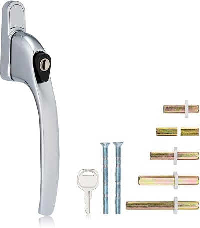 XFORT Key Locking Inline Window Handle Polished Chrome UPVC Replacement
