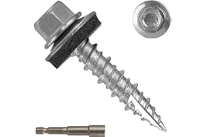 AOKLIT Hex Head Roofing Screws #10 × 1 Inch, 300Pcs Zinc Plated Self Tapping Metal Roof Screws with Rubber Washers for Metal 