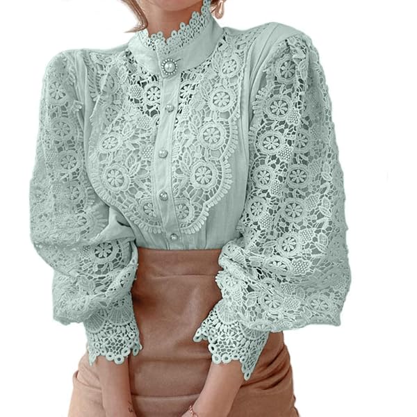 Womens Vintage Lace Patchwork Victorian Renaissance Button Down