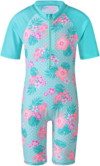 Amazon Com Tfjh E Girls Swimsuit 3 10 Years Upf 50 Uv One Piece Swimwear With Zipper Clothing