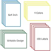 6x4 Inch Large Moving Box Labels, 100 Pack 4 Color Coded Blank Stickers for Packing Supplies, Permanent Adhesive for Home Organization, Kitchen, Storage Bins & Cardboard Boxes (100Pcs)
