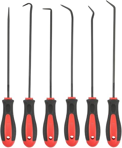ROTATION 6-Piece Extra Long Hook Pick Set Chrome Vanadium Auto Gasket Tool
