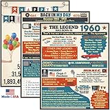 VAPARA DESIGNS 60th Birthday Decorations - 3 Pack of Fun, Artistic 8x10 Birthday Signs - 60th Birthday Gifts for Women and Men - 1960 Party Decorations