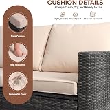 Panana 5 Seater Rattan Garden Sofa Set with Coffee Table Beige Cushions view 5