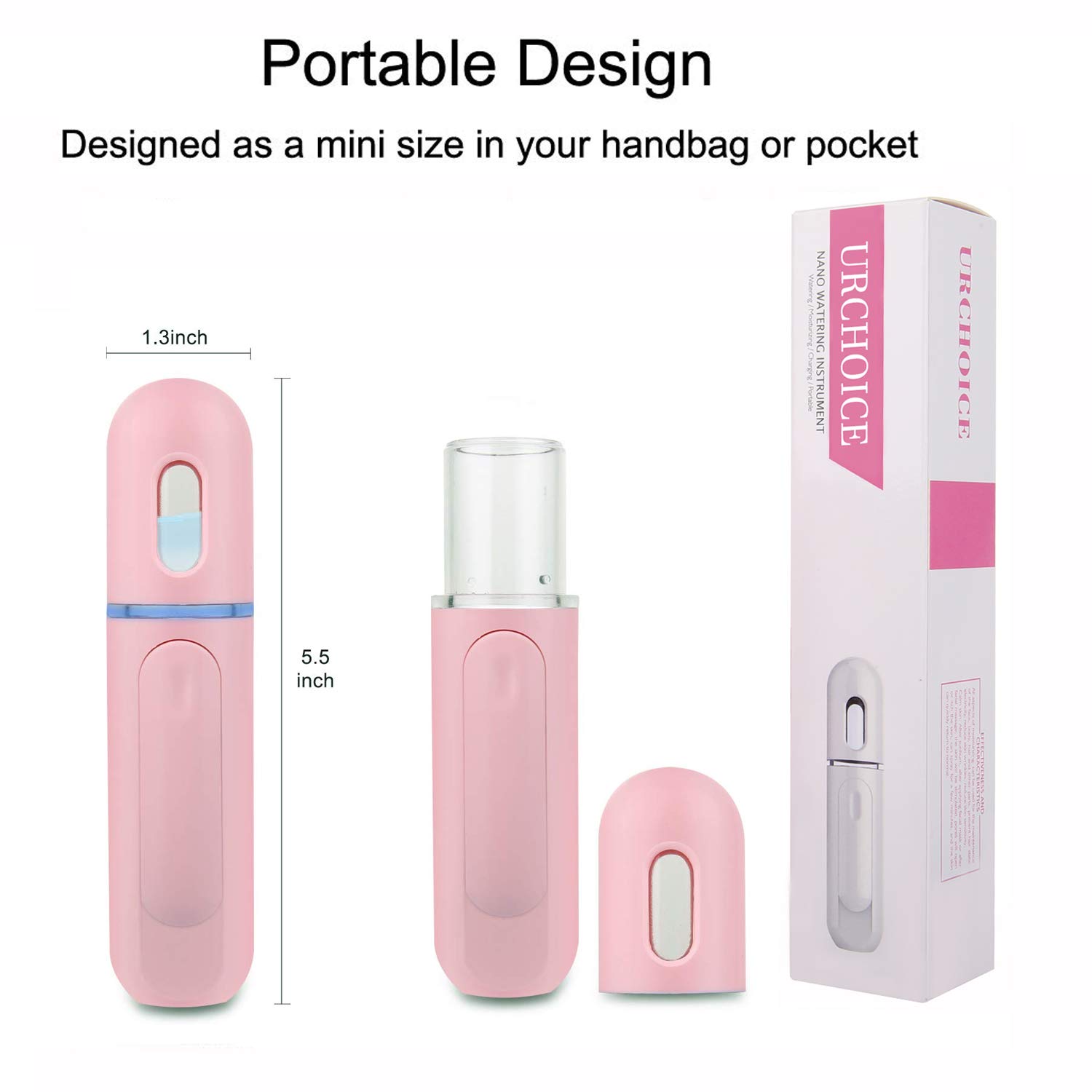 UrChoice Nano Facial Mister, Cool Mist Facial Steamer Handy Mist Sprayer Moisturizing & Hydrating for Skin Care, Makeup, Eyelash Extensions (New Version): Beauty