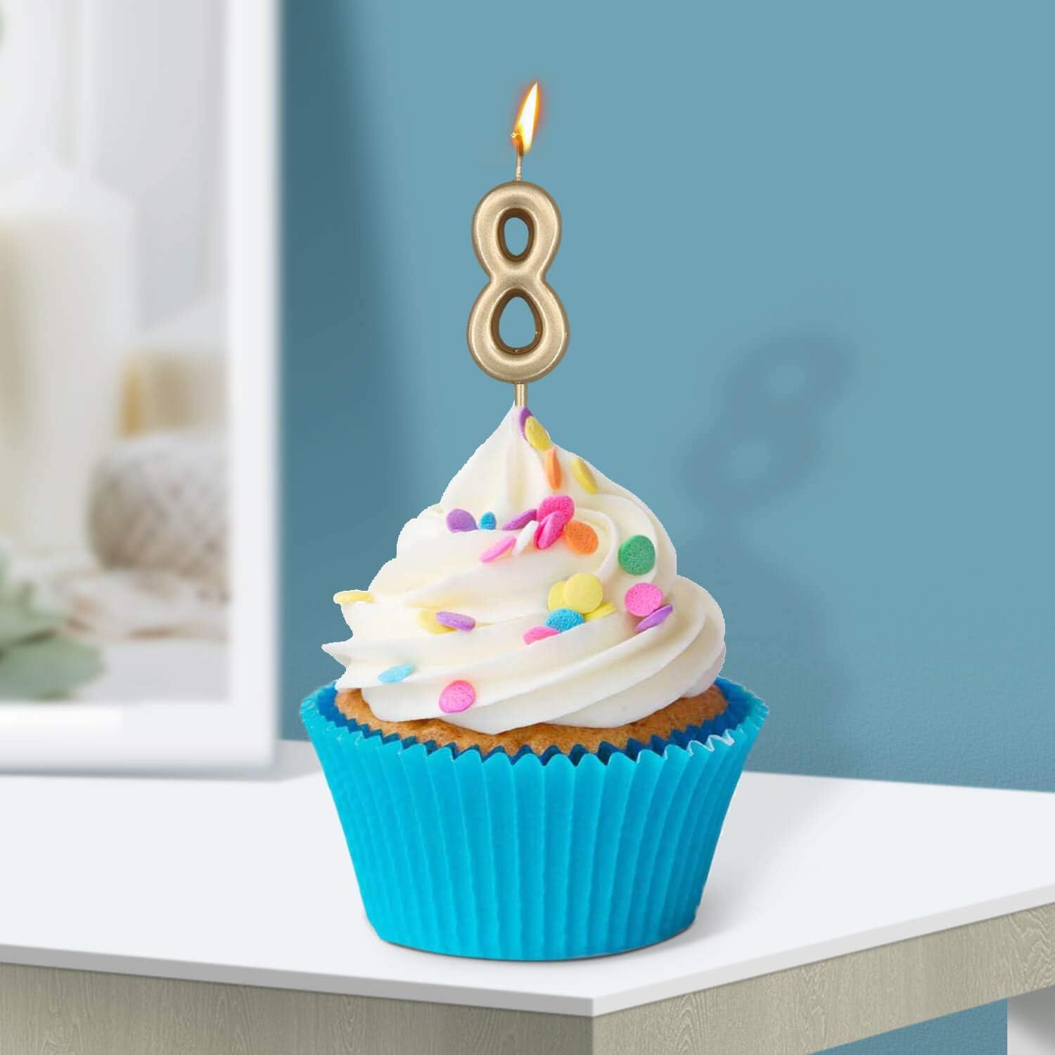Beanlieve 10-Pieces Numeral Birthday Candles - Cake Numeric Candles Number 0 1 2 3 4 5 6 7 8 9,Used for Cake Decoration on Birthday Parties and Wedding Anniversary Celebrations(Champagne Gold): Home Improvement
