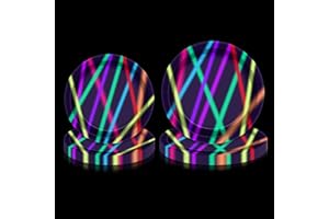 Neon Paper Plates - Glow in The Dark Party Supplies Include 18'' 23'' Printed with Light Beam Plates for Let's Glow Party Dec
