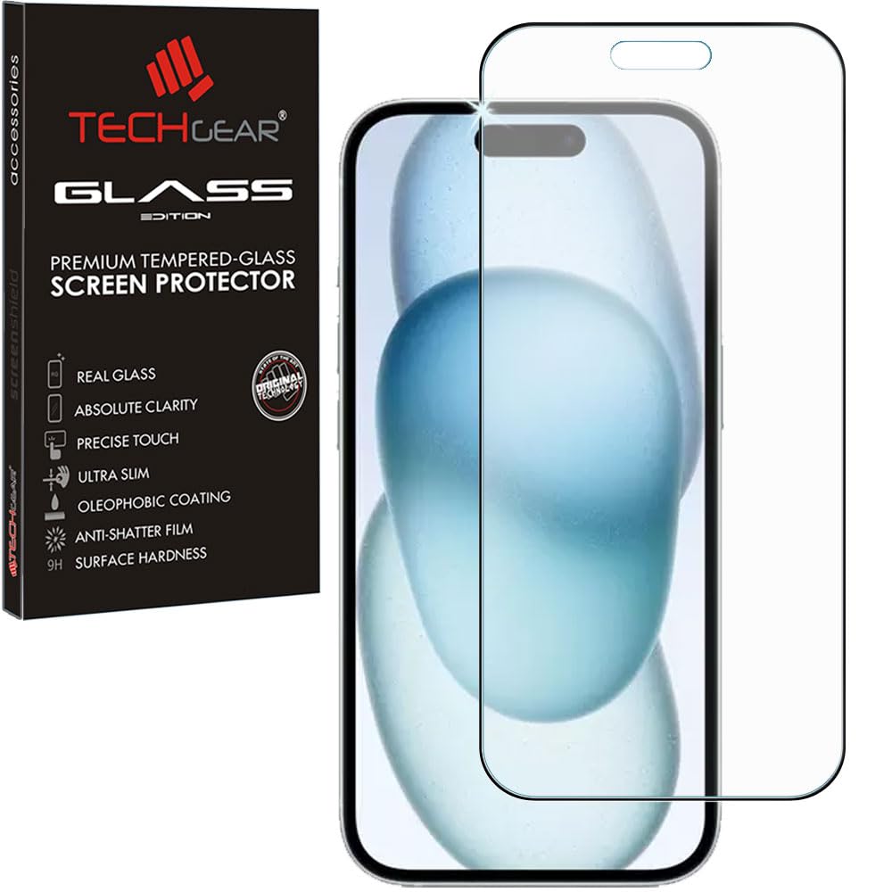 TECHGEAR Anti Glare Screen Protector for iPhone 16 / iPhone 15 - MATTE 3D GLASS Edition Genuine Tempered Glass Full Screen Protector Guard Cover Compatible with iPhone 15 & iPhone 16 6.1"