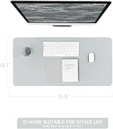 YSAGi Non-Slip Desk Pad Waterproof PVC Leather 80x40 cm Silver Grey view 7