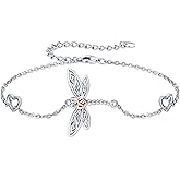 MEDWISE Dragonfly Ankle Bracelet 925 Sterling Silver Celtic Dragonfly Anklet for Women Celtic Knot Dragonfly Anklet Gifts Birthday Christmas Gifts