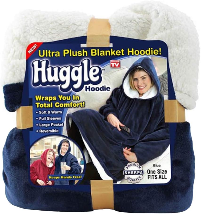 Super Soft Huggle Hoodie Warm and Comfortable Sherpa Blanket Sweatshirt Robe Pullover for Adult and Teen