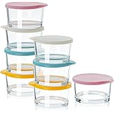 beroca Small Prep Bowl with Lid, 7 oz Mini Glass Bowls for Spices Seasonings, 3.4x2 in Glass Containers with Lid, Set of 8