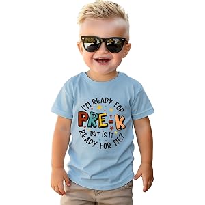 GLIGLITTR Pre K Shirts Toddler Girls Boys First Day of Pre-K T-Shirt I’m Ready for Pre-K Back to School Outfit Gift Tee Tops