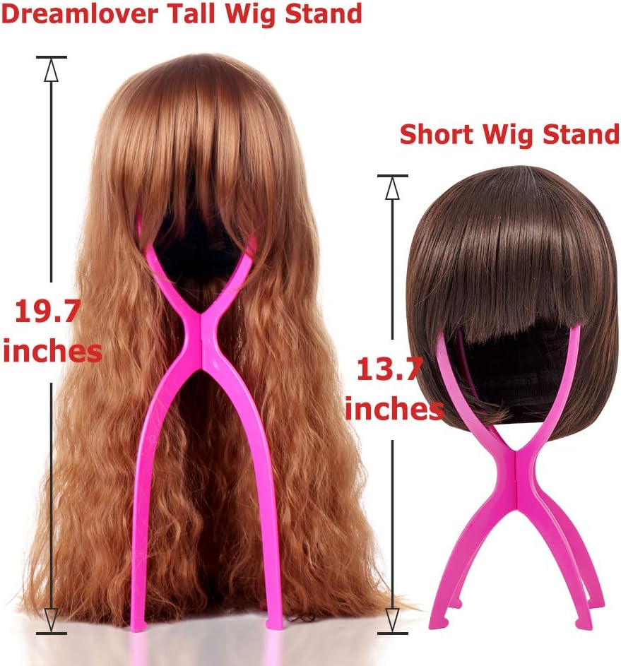 Dreamlover Collapsible Wig Stands for Long Hair Tall Wig Head Stands, Hot Pink, 2 Pack, 19.7 Inch (Pack of 2) - Image 5