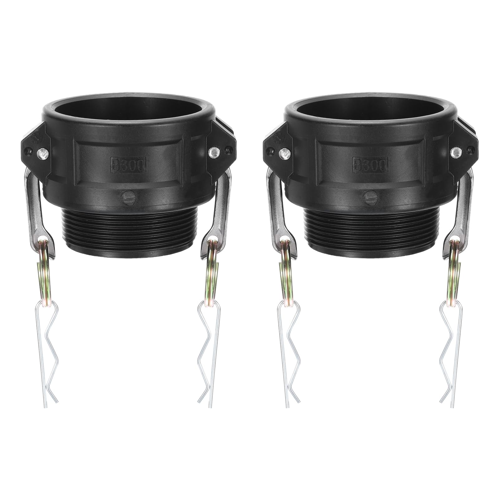 PATIKIL Poly Cam Lock Fittings, 2 Pcs 3" Part B Male Adapter x Female NPT Thread Cam Groove Hose Fittings Polypropylene Cam Lock Fittings, Black