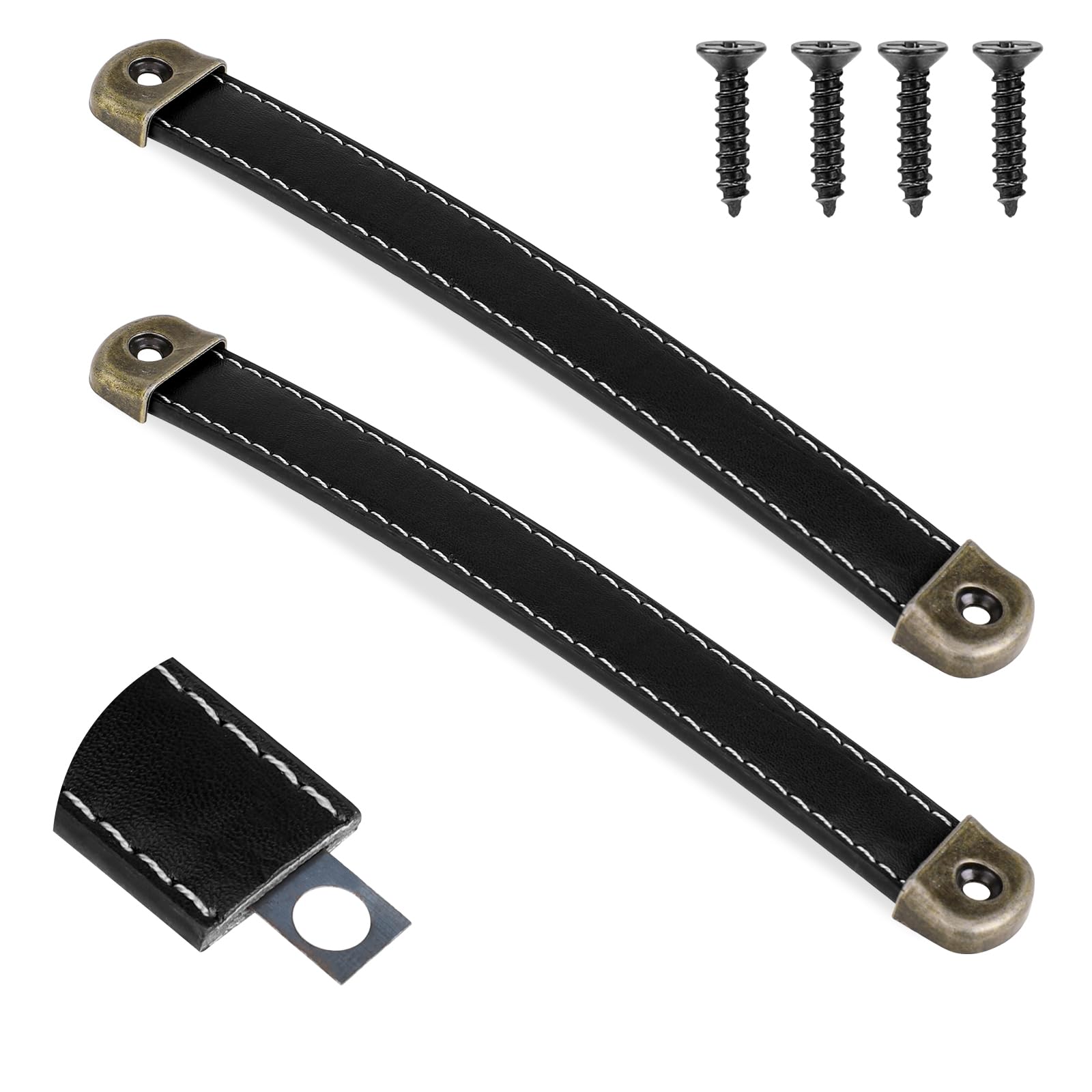 Photo 1 of *MINOR DAMAGE - USED*
2 Pcs Leather Handles for Drawers Leather Handle Suitcase Luggage Pulls Trunk Handles Cabinet Handles Leather Strap Handles with Mounting Screws Modern Leather Cabinet Knobs