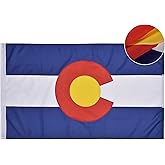 VICDRIA Colorado State Flag 3x5 Ft Deluxe Full Embroidered Premium Polyester Durable CO Outside Flag with Sewn Stripes and Brass Grommets for Indoor/Outdoor