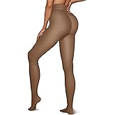 Vertvie Women's Fleece Lined Tights Sheer Fake Translucent One Seam Warm Pantyhose Thick High Waisted Thermal Leggings Winter